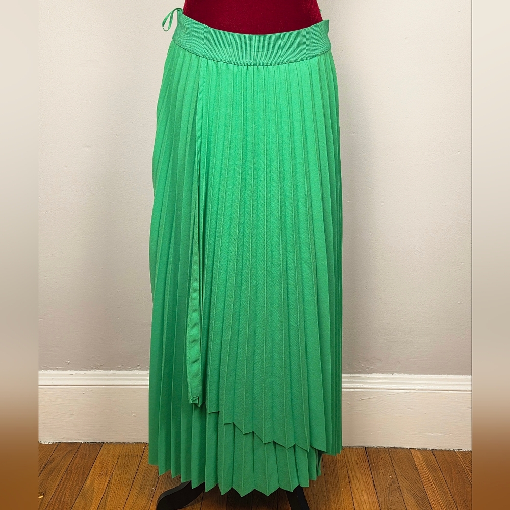 COS Bright Green Pleated Maxi Skirt